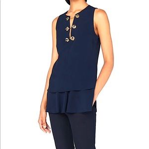 Derek Lam 10 Crosby Sleeveless Blouse Gold Grommet